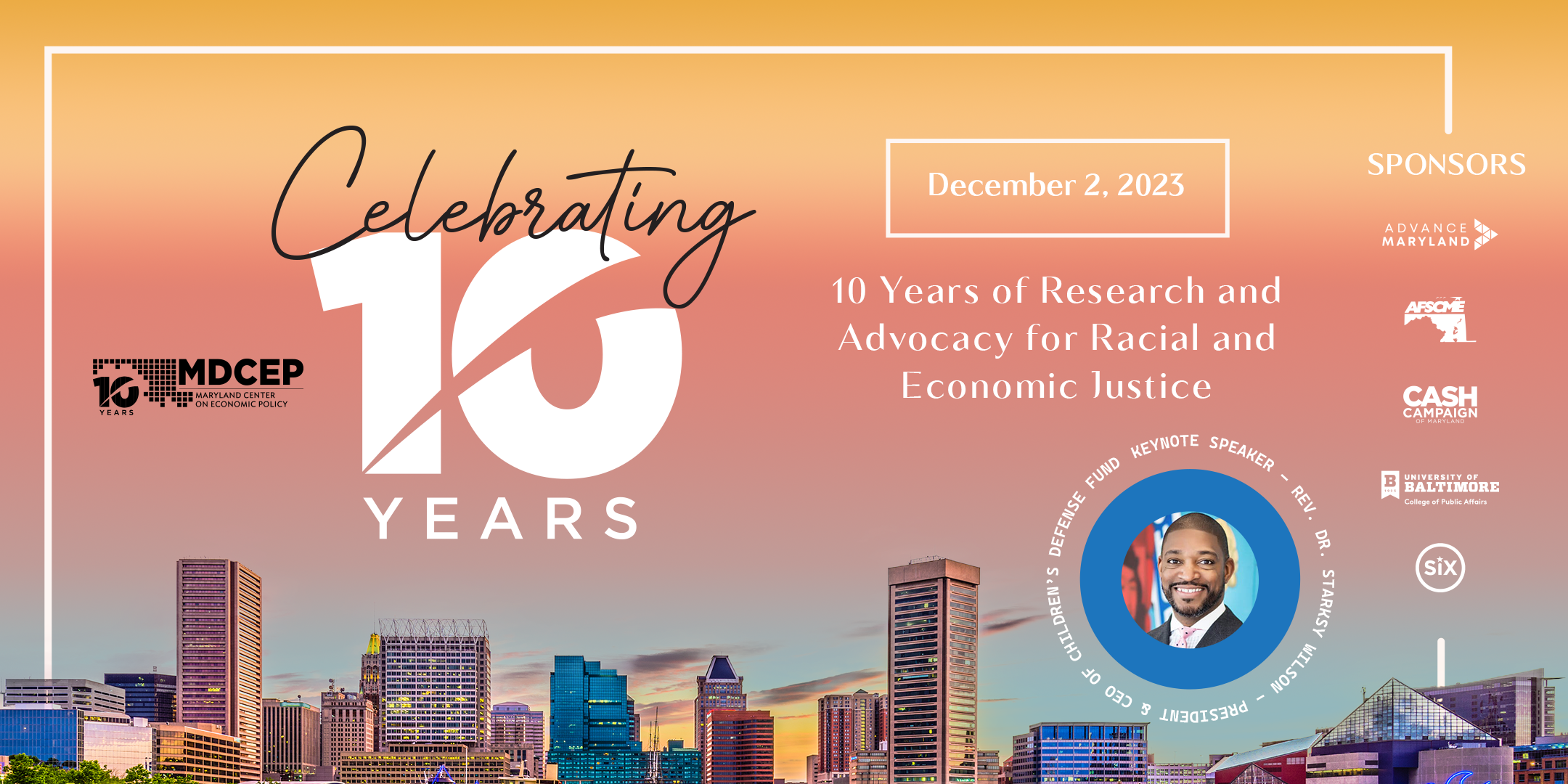 MDCEP 10th Anniversary Celebration, December 10, featuring keynote speaker Rev. Dr. Starsky Wilson.